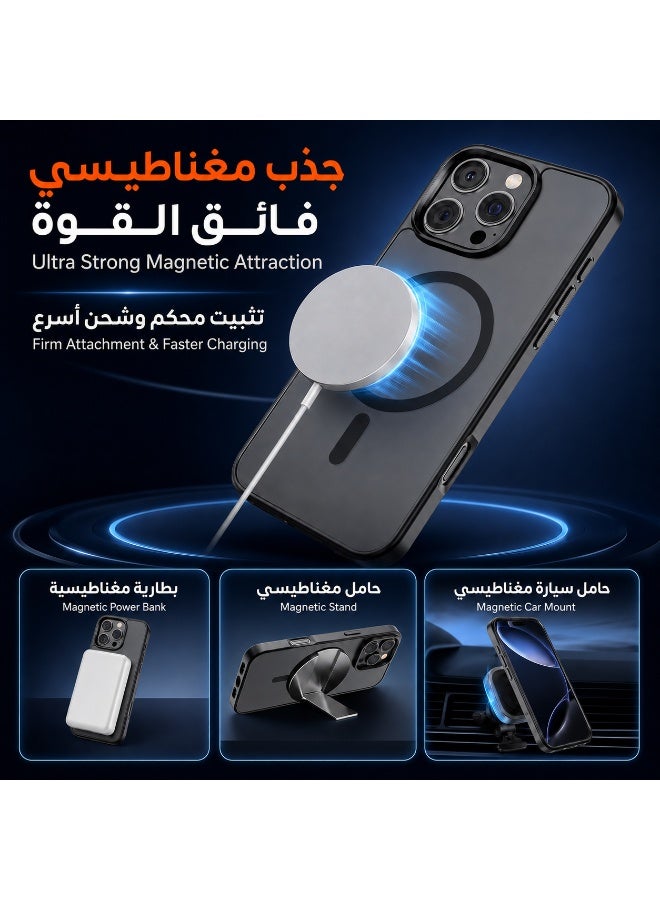 ORYXA iPhone 16 Pro Max Case, 2 IN 1 Magnetic Phone Cover + Screen Protector, For iPhone 16 Pro Max, Compatible with MagSafe, Translucent Matte Shockproof Cover, Slim Full Protection, Black - Image 5