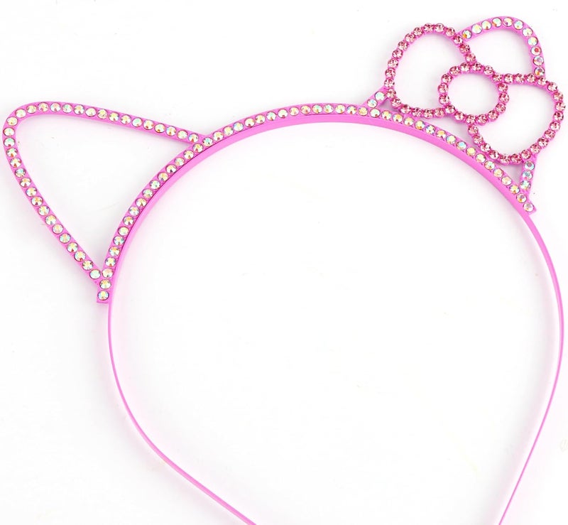 Chanaco Cat Ears Headbands Kitty Party Favors Birthday Decorations Metal Rhinestones Pink Gabby Hair Accessories Pink Bow Cat Headpieces Cute Gifts - Image 3