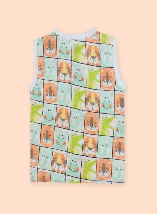 A toddler thing - 100% Organic Cotton Muslin Jabla & Shorts | Zoodle Blocks | White | Size - Newborns | for Boys & Girls | Super Soft & Breathable Baby Products | Casual Clothing - Image 2
