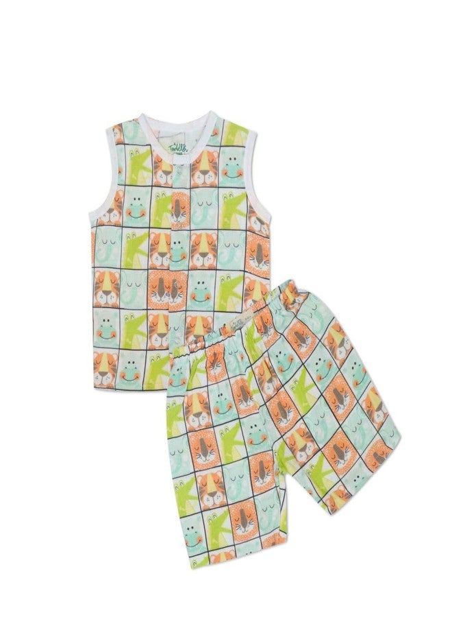 A toddler thing - 100% Organic Cotton Muslin Jabla & Shorts | Zoodle Blocks | White | Size - Newborns | for Boys & Girls | Super Soft & Breathable Baby Products | Casual Clothing - Image 1