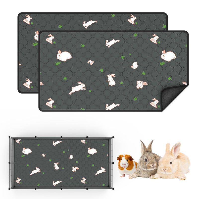 MODESLAB 2-Pack Guinea Pig Cage Liner, 24" x 47" Reusable Guinea Pig Bedding Washable Absorbent Pee Pads for Dogs Rabbit Chinchilla Hamster, Leakproof & Anti Slip - Image 1