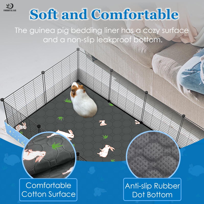 MODESLAB 2-Pack Guinea Pig Cage Liner, 24" x 47" Reusable Guinea Pig Bedding Washable Absorbent Pee Pads for Dogs Rabbit Chinchilla Hamster, Leakproof & Anti Slip - Image 5