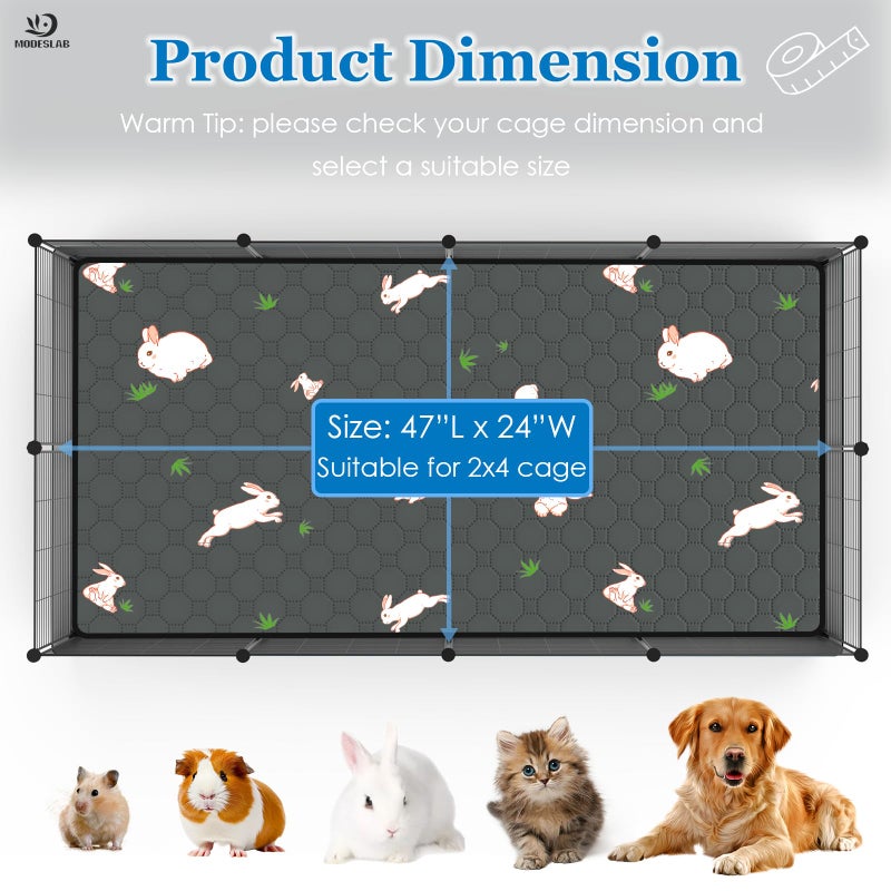 MODESLAB 2-Pack Guinea Pig Cage Liner, 24" x 47" Reusable Guinea Pig Bedding Washable Absorbent Pee Pads for Dogs Rabbit Chinchilla Hamster, Leakproof & Anti Slip - Image 2