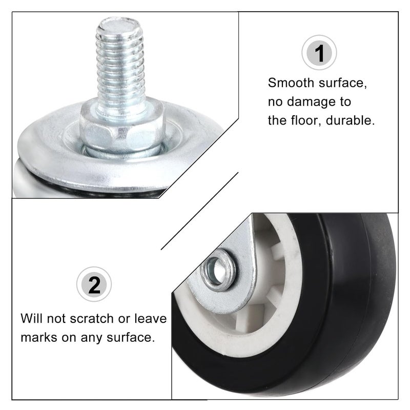 4Pcs 2 Inch Black Threaded Stem Swivel Caster Wheels With 2 Brakes Heavy Duty - Image 5