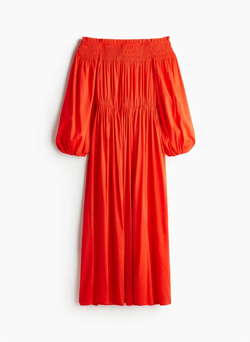 H&M Smock-Topped Off-The-Shoulder Dress