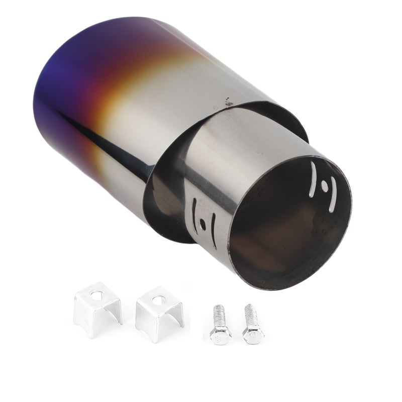 Stainless Steel Car Modified Exhaust Tip Muffler Pipe Rear Tail Throat Titanium Blue 62mm / 2.4in - Image 1