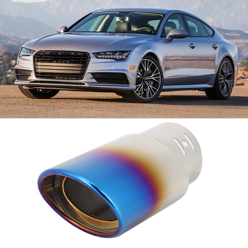 Stainless Steel Car Modified Exhaust Tip Muffler Pipe Rear Tail Throat Titanium Blue 62mm / 2.4in - Image 5