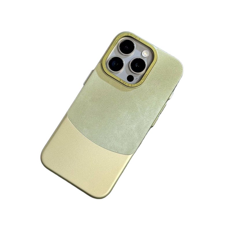 Fleece Texture Protective Case for iPhone 13 with Shockproof and Drop Protection plus Shockproof plus Anti-Fingerprint plus Splicing Contrast Color in Green - Image 1
