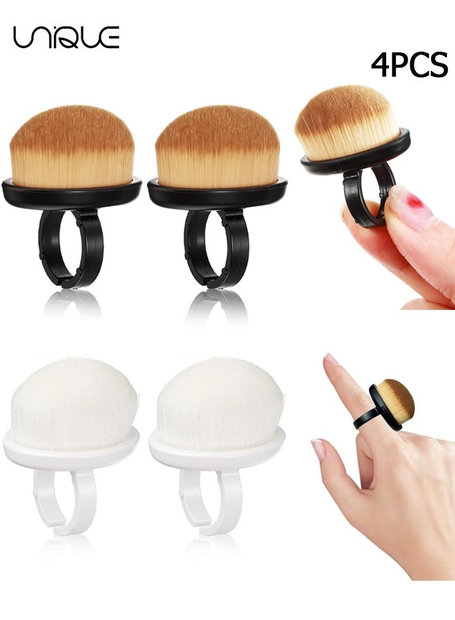 Unique 4Packs Nail Dust Cleaning Brush Ring,Soft Brushes for Clean Up Fingernails and Toenails Small Portable Nail Scrubber Brush Nail Duster Tools for Manicure and Pedicure (Black and White) - Image 1