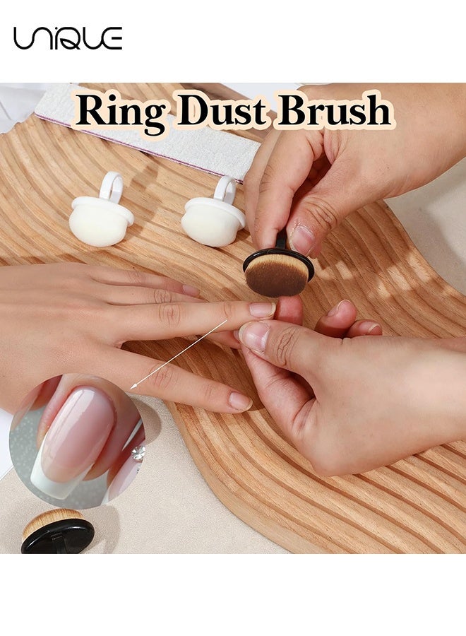 Unique 4Packs Nail Dust Cleaning Brush Ring,Soft Brushes for Clean Up Fingernails and Toenails Small Portable Nail Scrubber Brush Nail Duster Tools for Manicure and Pedicure (Black and White) - Image 4