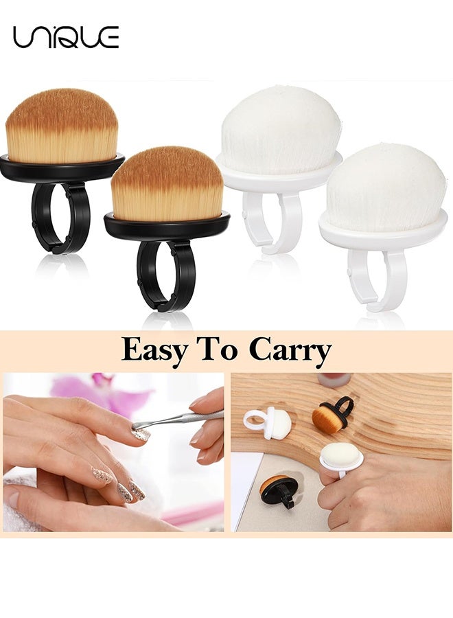 Unique 4Packs Nail Dust Cleaning Brush Ring,Soft Brushes for Clean Up Fingernails and Toenails Small Portable Nail Scrubber Brush Nail Duster Tools for Manicure and Pedicure (Black and White) - Image 5