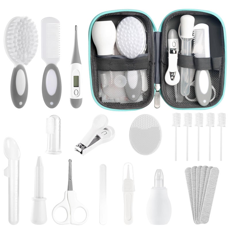 POPYJAN Baby Healthcare and Grooming Kit for Newborn Kids 24PCS Upgraded Safety Baby Care Kit Newborn Nursery Health Care Set Baby Care Product Grey White - Image 2