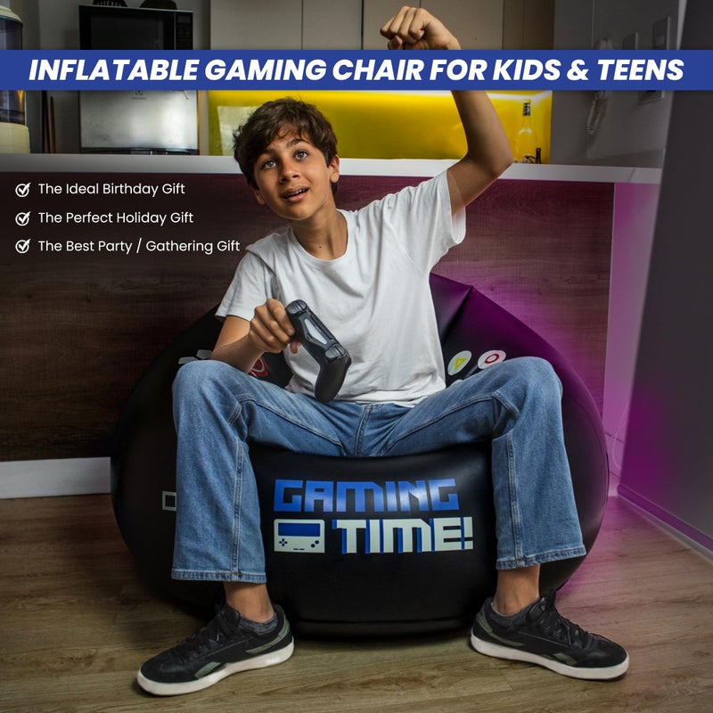 FranFusion Inflatable Gaming Chair for Kids & Teens with Cup Holders and Side Pocket - This Air Gaming Bean Bag Chairs for kids is The Perfect Furniture for Gamer Room Decor - Perfect Gaming Stuff for boys 4-12 - Image 3