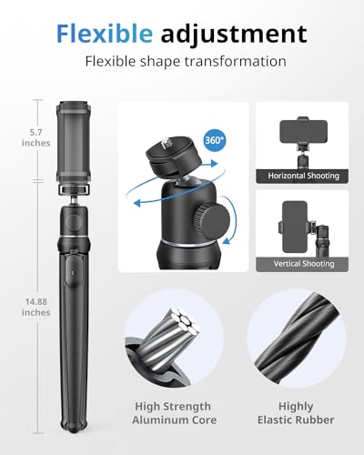 UBeesize Camera Tripod with Remote, Flexible Tripod Stand with Phone Holder and Action Camera Mount Adapter for iPhone Samsung Cellphones, Canon Nikon Sony Cameras - Image 3