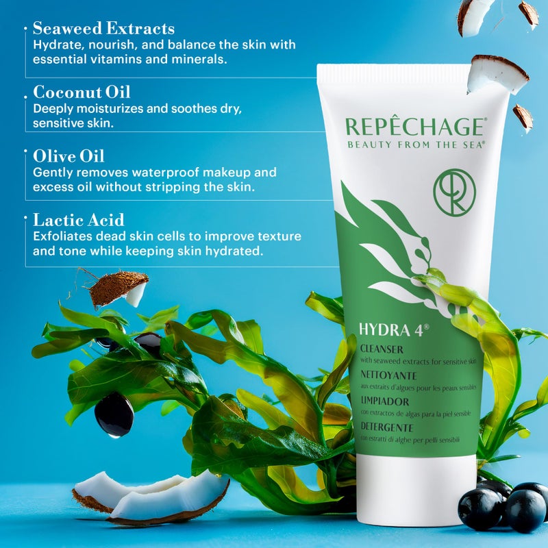 Repechage Hydra 4 Cleanser with Seaweed Extracts for Sensitive Skin - Daily Hydrating Gentle Cleanser, Removes Waterproof Makeup, Exfoliating Lactic Acid, Balances and Moisturizes Skin, 6 oz. - Image 3