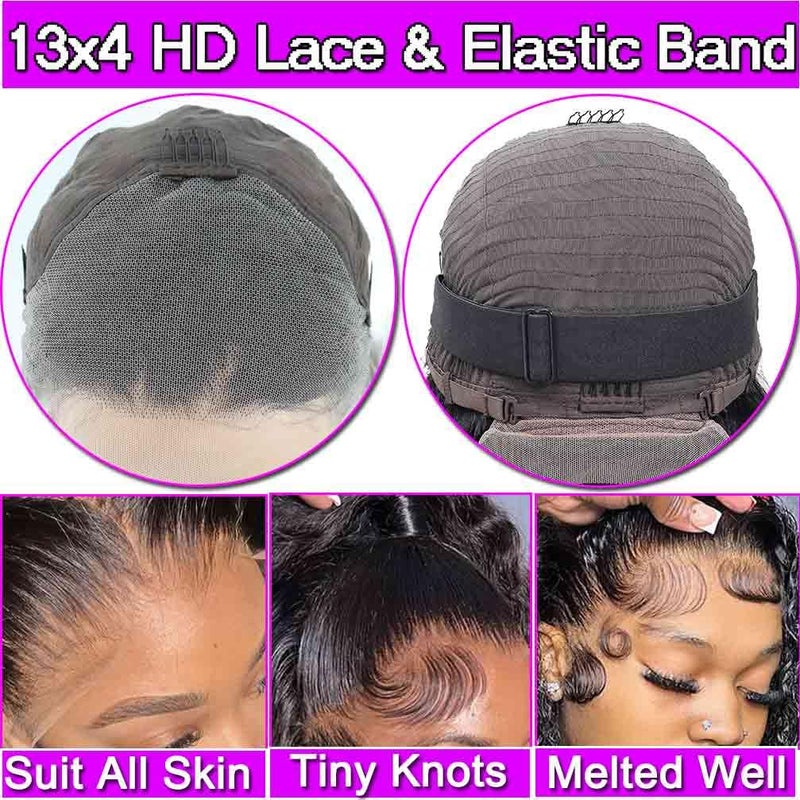 WPPIKK 30 Inch Lace Front Wig Human Hair Pre Plucked 180 Density Brazilian Wet and Wavy Human Hair Wigs for Black Women Glueless Curly 13x4 Lace Frontal Wig (30 Inch) - Image 5