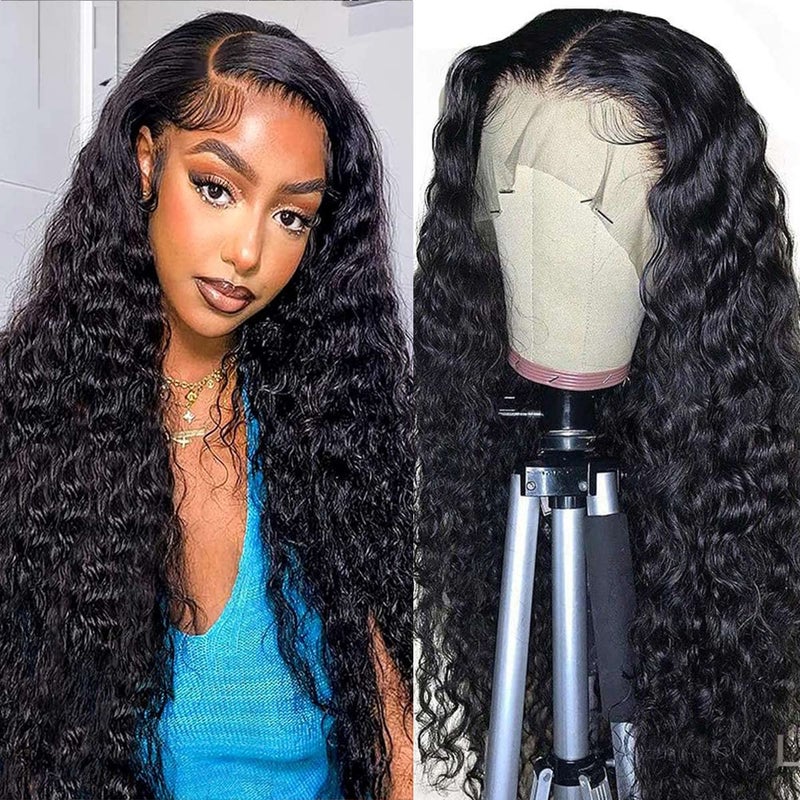 WPPIKK 30 Inch Lace Front Wig Human Hair Pre Plucked 180 Density Brazilian Wet and Wavy Human Hair Wigs for Black Women Glueless Curly 13x4 Lace Frontal Wig (30 Inch) - Image 1