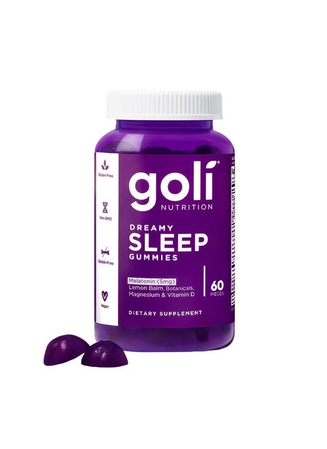 Goli - Dreamy Sleep Gummy - 60 Count - Melatonin, Vitamin D, Magnesium, and Lemon Balm Extract - Gelatin-Free, Gluten-Free, Vegan & Non-GMO - Image 1