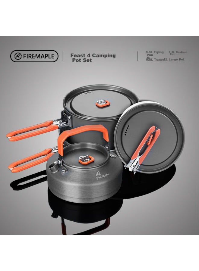 Fire-maple Feast 4 Outdoor Stove Camping Equipment, Camping Cookware, Frying Pan, Kettle, Portable Pot Set, Tea Brewing Stove - Image 1