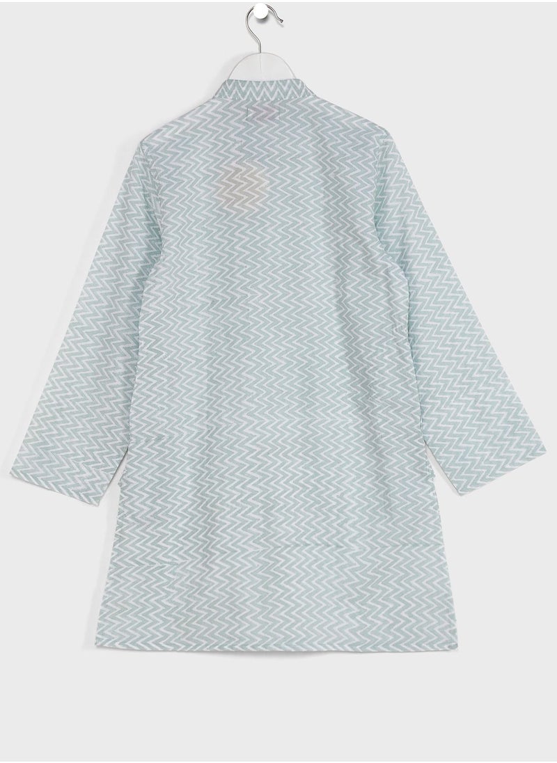 Fabindia - Youth Printed Jacket & Kurta Set - Image 1