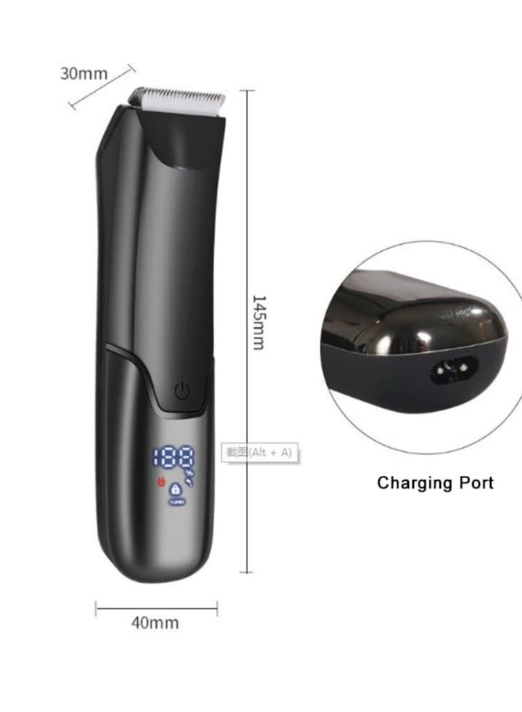 Excefore Body Shavers for Men, Body Hair Trimmer Men, Electric Groin Hair Trimmer, LED Light and Power Display, Keep Your Groin & Body Trim Neat Clean (Black) - Image 2