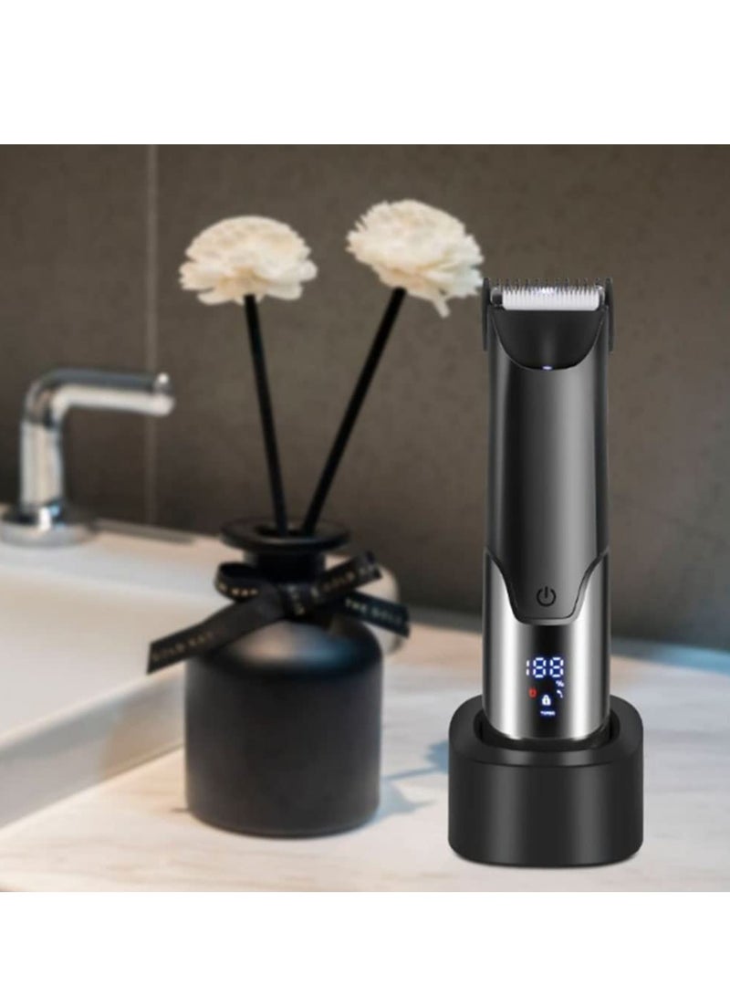 Excefore Body Shavers for Men, Body Hair Trimmer Men, Electric Groin Hair Trimmer, LED Light and Power Display, Keep Your Groin & Body Trim Neat Clean (Black) - Image 5