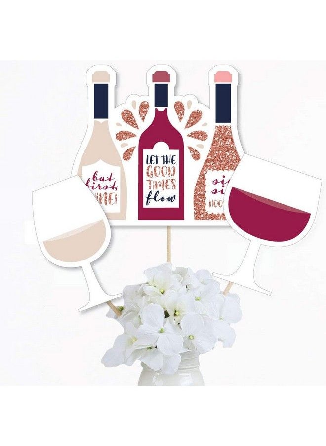 Big Dot of Happiness - But First Wine Wine Tasting Party Centerpiece Sticks Table Toppers Set Of 15 - Image 1