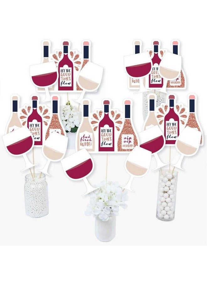 Big Dot of Happiness - But First Wine Wine Tasting Party Centerpiece Sticks Table Toppers Set Of 15 - Image 1