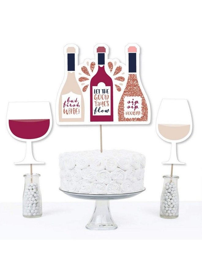 Big Dot of Happiness - But First Wine Wine Tasting Party Centerpiece Sticks Table Toppers Set Of 15 - Image 1
