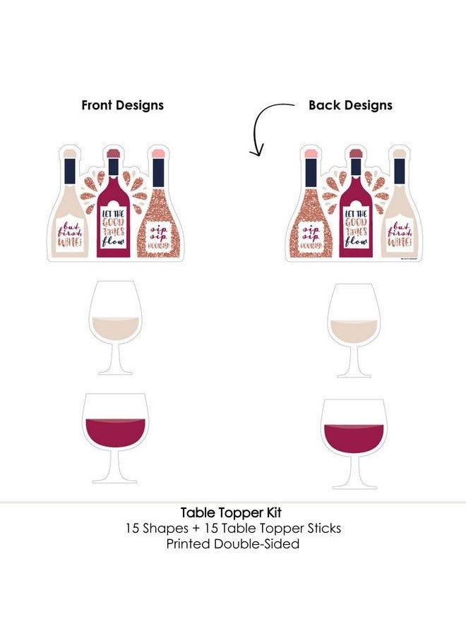 Big Dot of Happiness - But First Wine Wine Tasting Party Centerpiece Sticks Table Toppers Set Of 15 - Image 1
