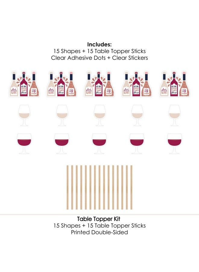 Big Dot of Happiness - But First Wine Wine Tasting Party Centerpiece Sticks Table Toppers Set Of 15 - Image 1
