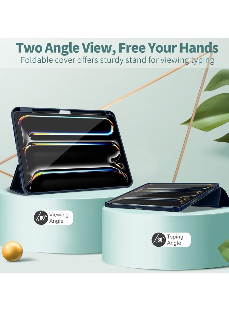 MIGOFAST IPad Pro 11 Inch Case 2024 M4 with Pencil Holder  Trifold Stand with TPU Back Shockproof Case for iPad Pro 11 2024 Support Apple Pencil Pro/USB-C Dark Blue - Image 3