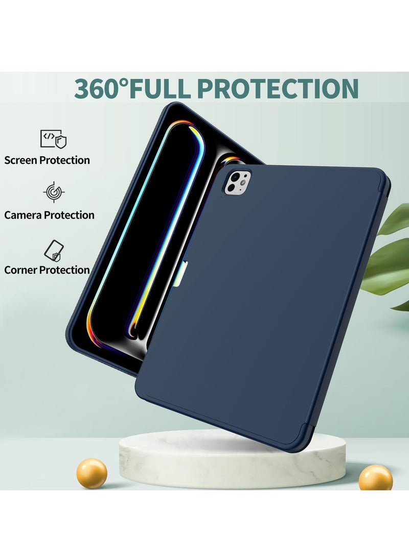 MIGOFAST IPad Pro 11 Inch Case 2024 M4 with Pencil Holder  Trifold Stand with TPU Back Shockproof Case for iPad Pro 11 2024 Support Apple Pencil Pro/USB-C Dark Blue - Image 4