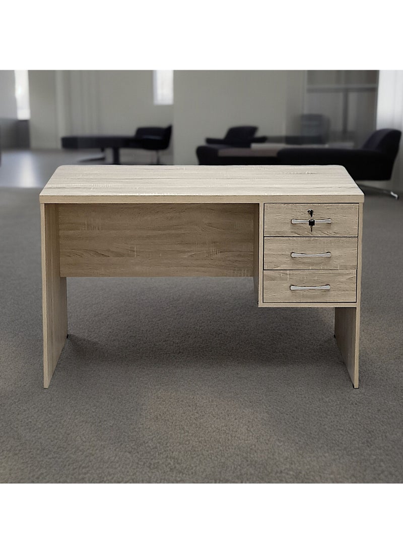 SBF Wooden Writing Table with Three Drawers, Office Table with Lockable Top Drawer, Computer Desk for Study and Work, Ideal Laptop Table for Home and Office