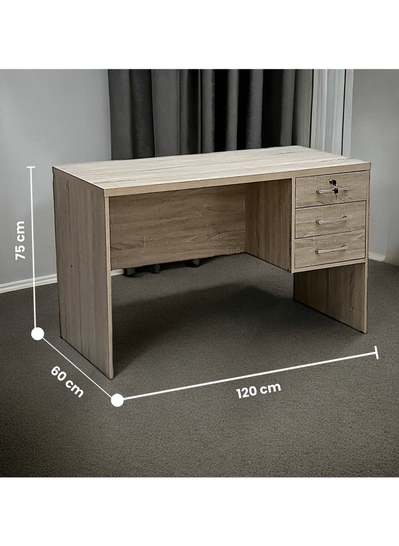 SBF Wooden Writing Table with Three Drawers, Office Table with Lockable Top Drawer, Computer Desk for Study and Work, Ideal Laptop Table for Home and Office