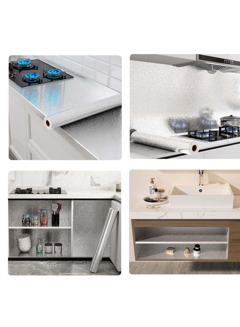 Golden Curly Self Adhesive Wallpaper for Kitchen Vinyl Wallpaper Oil Proof Wallpaper Waterproof and Heat Resistant Silver 5 Meter - Image 5