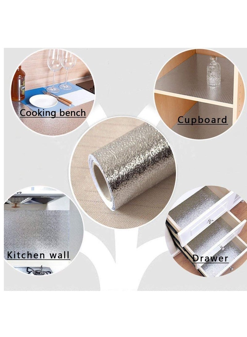 Golden Curly Self Adhesive Wallpaper for Kitchen Vinyl Wallpaper Oil Proof Wallpaper Waterproof and Heat Resistant Silver 5 Meter - Image 2