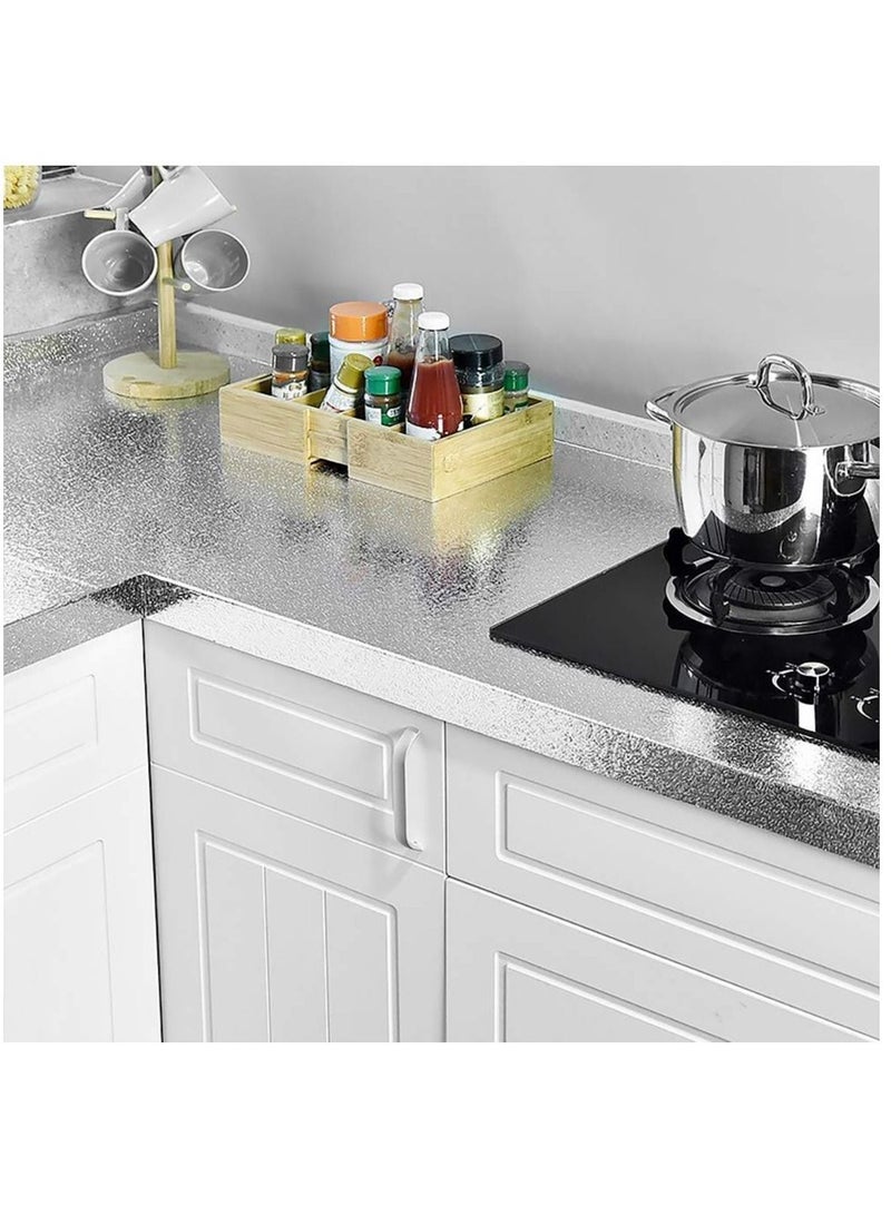 Golden Curly Self Adhesive Wallpaper for Kitchen Vinyl Wallpaper Oil Proof Wallpaper Waterproof and Heat Resistant Silver 5 Meter - Image 1