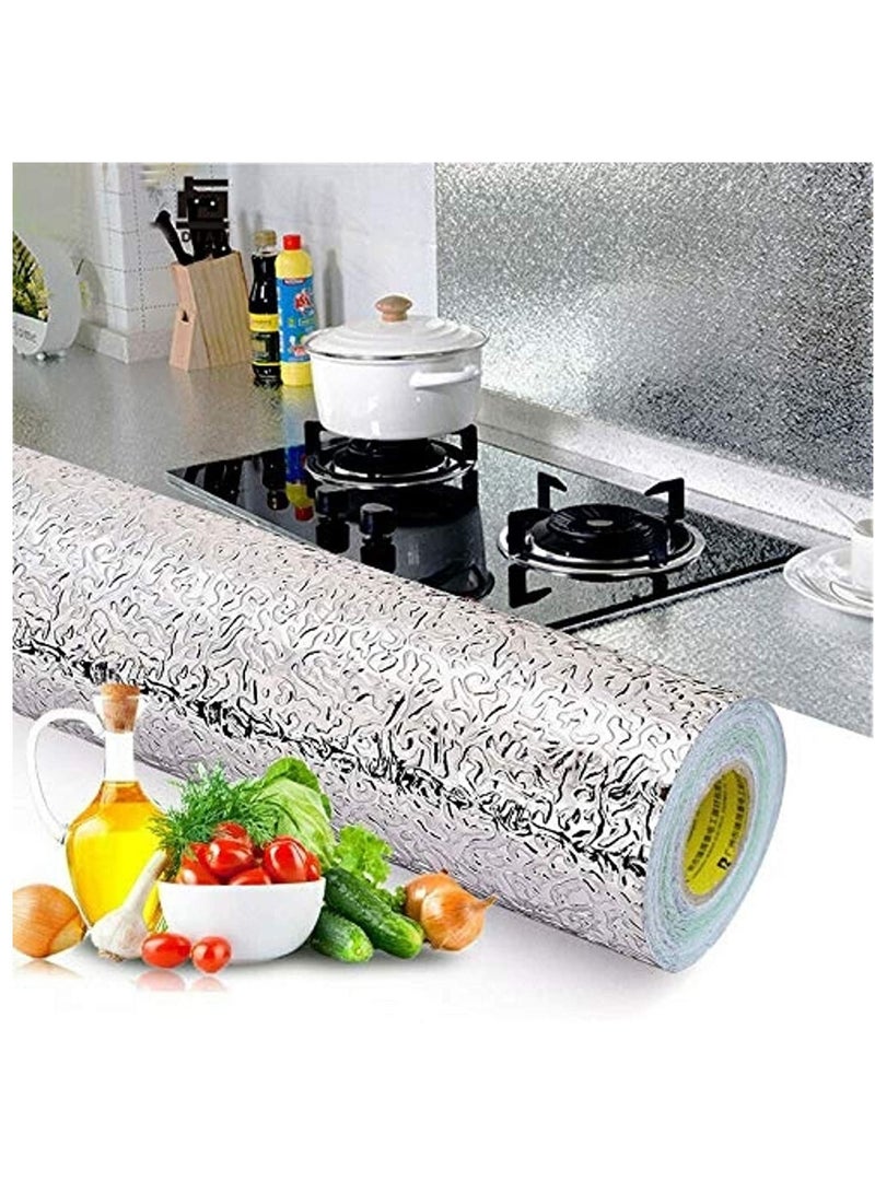 Golden Curly Self Adhesive Wallpaper for Kitchen Vinyl Wallpaper Oil Proof Wallpaper Waterproof and Heat Resistant Silver 5 Meter - Image 3