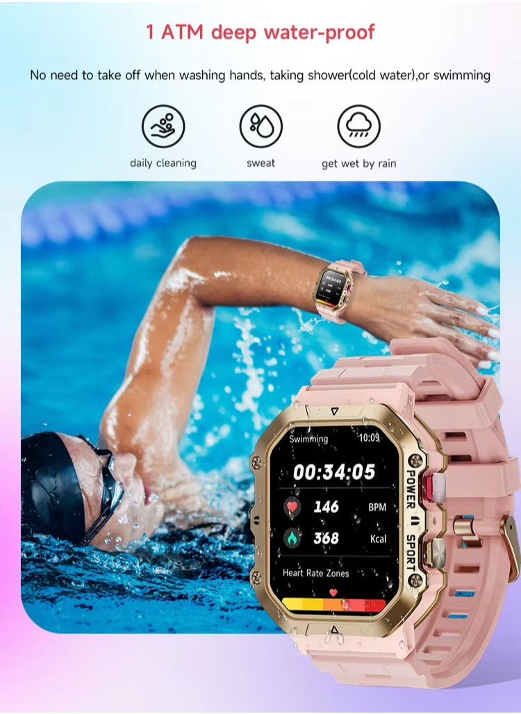 Active Glow Smart Watch for Women - AMOLED Display, Rugged Sports Design, Fitness Tracker, Heart Rate & Sleep Monitor, IP68 Waterproof, Step Counter, Smart Notifications, Compatible with Android & iOS, Ideal for Active Lifestyle
