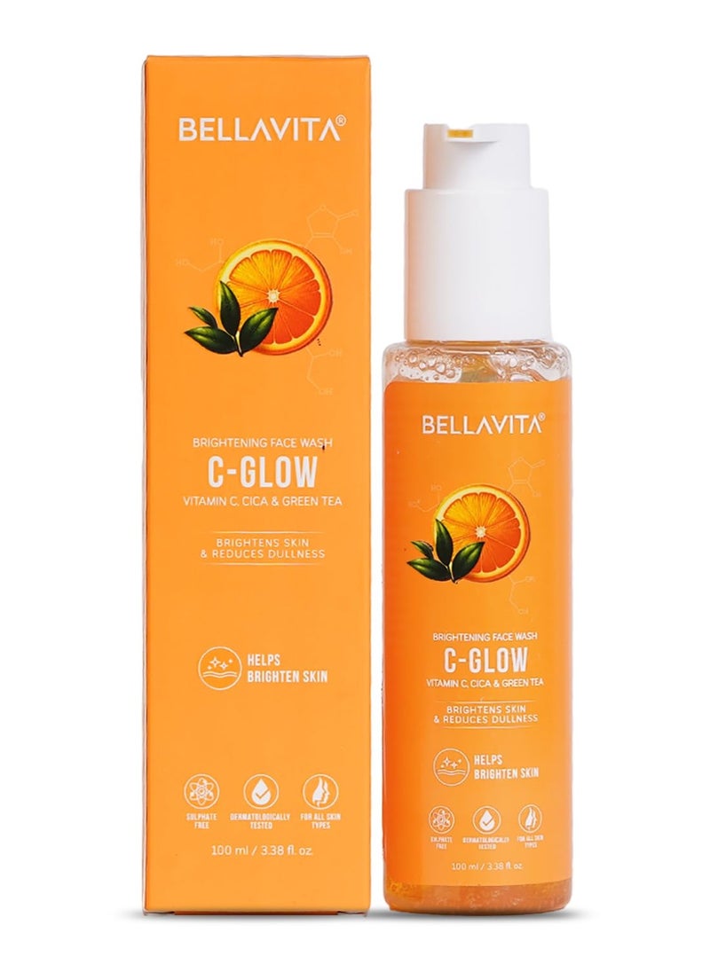 BELLAVITA Organic Vitamin C-Glow Natural Face Wash with Honey, Aloe and Sandalwood, Oil Control, Acne Removal and Glowing Skin for Men and Women - 100 ml  - Image 1