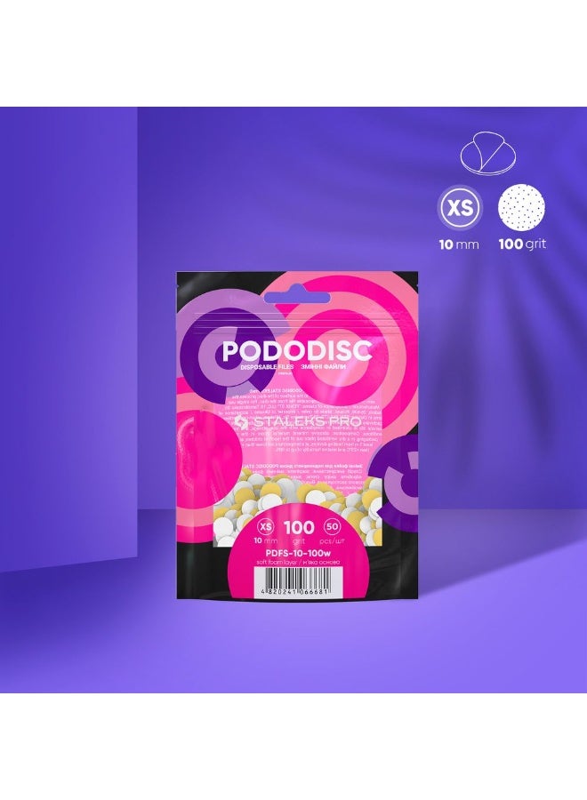 STALEKS PRO Disposable white files on soft foam layer for pedicure disc - PODODISC XS EXPERT | 100 grit (50 pcs) - Image 1