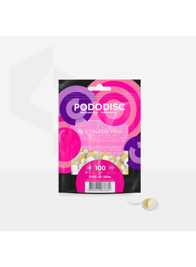 STALEKS PRO Disposable white files on soft foam layer for pedicure disc - PODODISC XS EXPERT | 100 grit (50 pcs) - Image 3