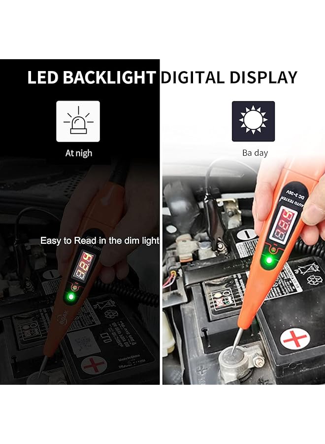 Excefore Automotive Test Light, Dc 3-60V Digital Lcd Circuit Tester, Heavy Duty Light Tester With Voltmeter And Probe, Circuits Low Voltage Tester Probe For Checking Vehicle Car Truck Motorcycle Boat Fuses - Image 5