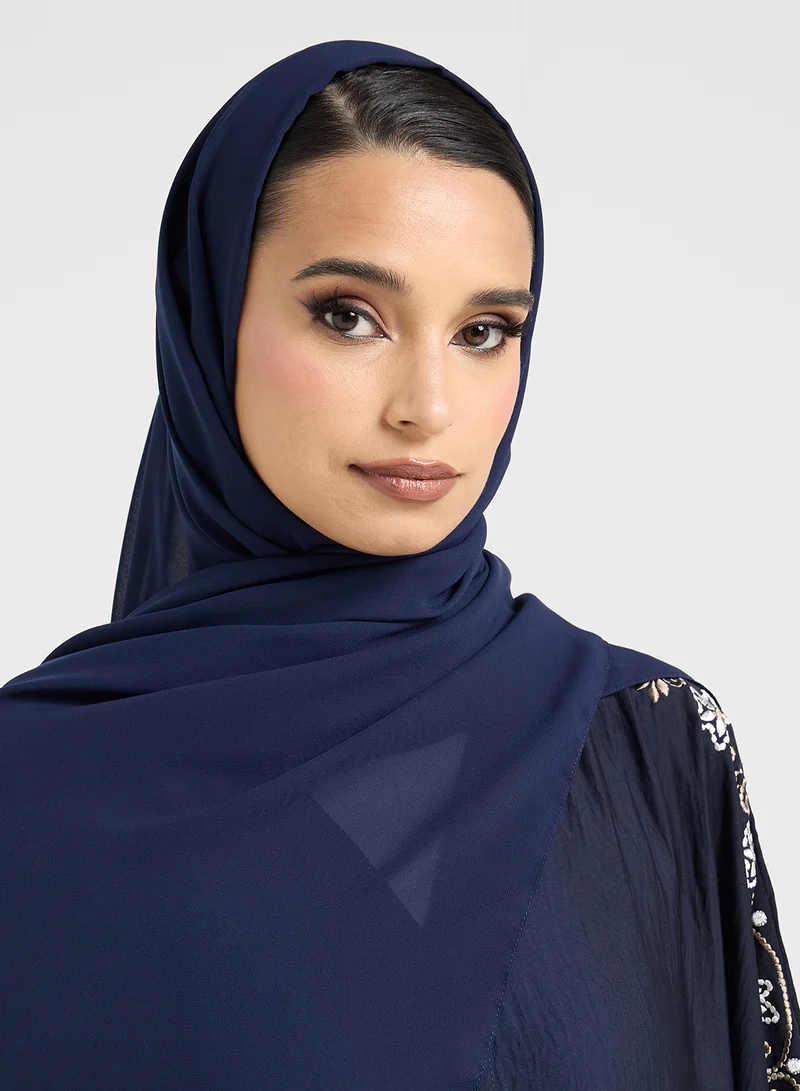 hayas closet V-Neck Embroidered Cape Sleeve Abaya