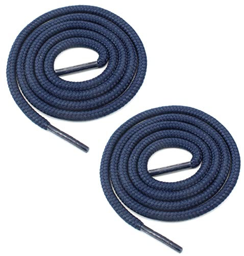 BCB Wear Round Shoelaces 3/16" Thick Solid Colors for All Shoe Types Several Lengths (Navy-45) - Image 1