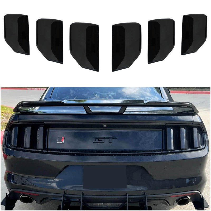 WildWell Mustang Tail Light Covers for Ford Mustang GT Shelby GT350 V6 V8 EcoBoost 2015 2016 2017 Smoked Black