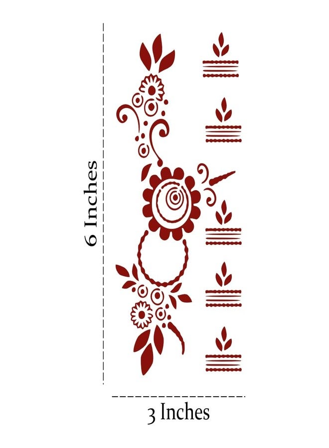 ORDERSHOCK Elegant & Modern Maroon Mehndi Art With Flowers For Beautiful Looks, Simple Mehndi Sticker For Girls & Women - Image 3