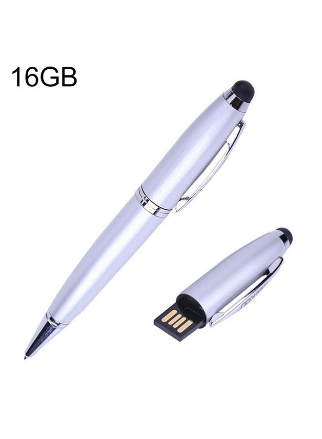 BURAQ 2 in 1 Pen Style USB Flash Disk, Silver (16GB) - Image 1