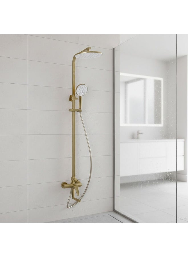 Milano Charming Rain Shower Panel - 3 Function Square Column Set in Matt Gold, Stainless Steel/Brass, DIY Installation, 7-Year Warranty, Elegant Indoor Shower Experience - Image 1